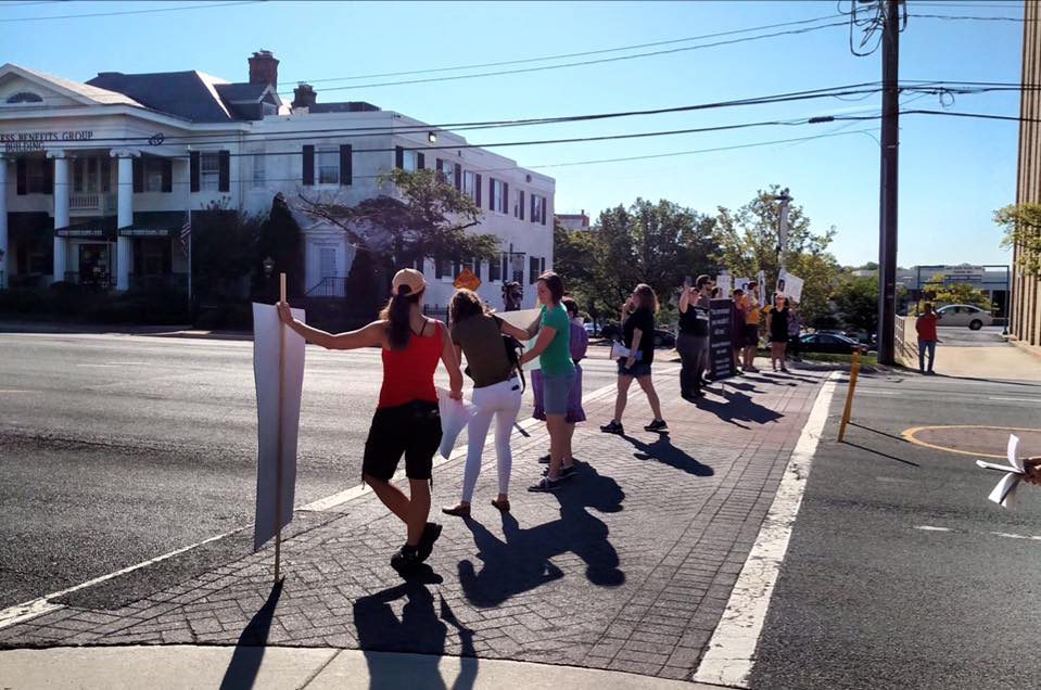 SURJ members protesting on 123 in Fairfax